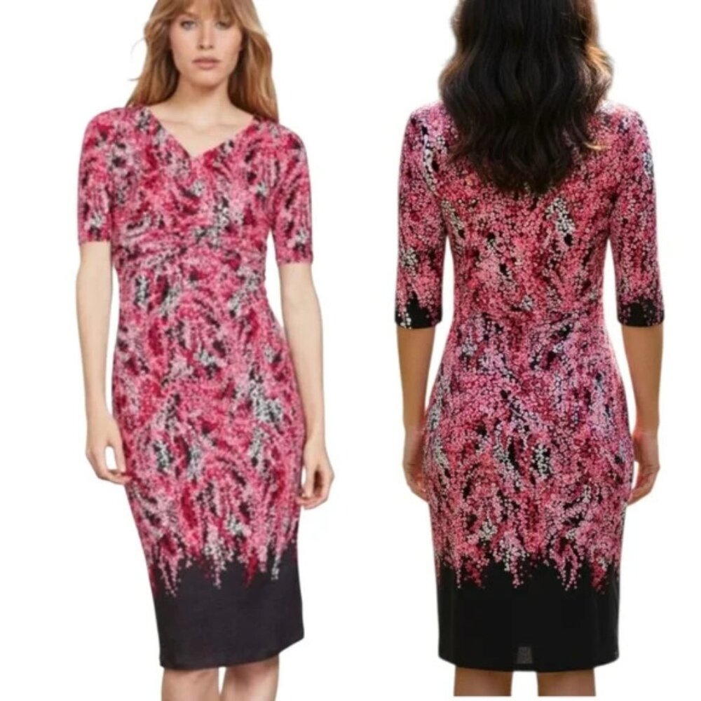 BODEN "Rita" Ruched 14L Cherry Blossom Pencil Dress